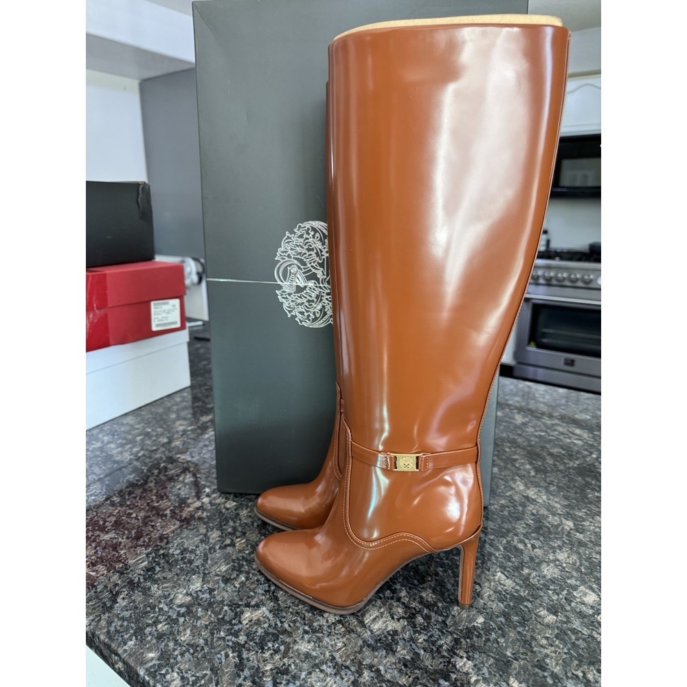 Vince Camuto‎ Women's Skylie Knee-High Stiletto Dress Boots Whiskey Sz 5 Wide